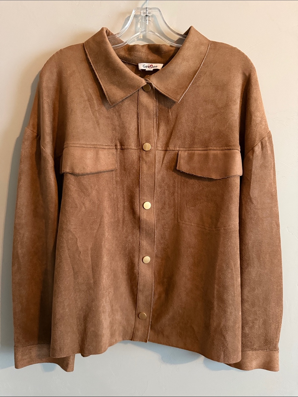 GeBree Women's Tan Suede Utility Jacket